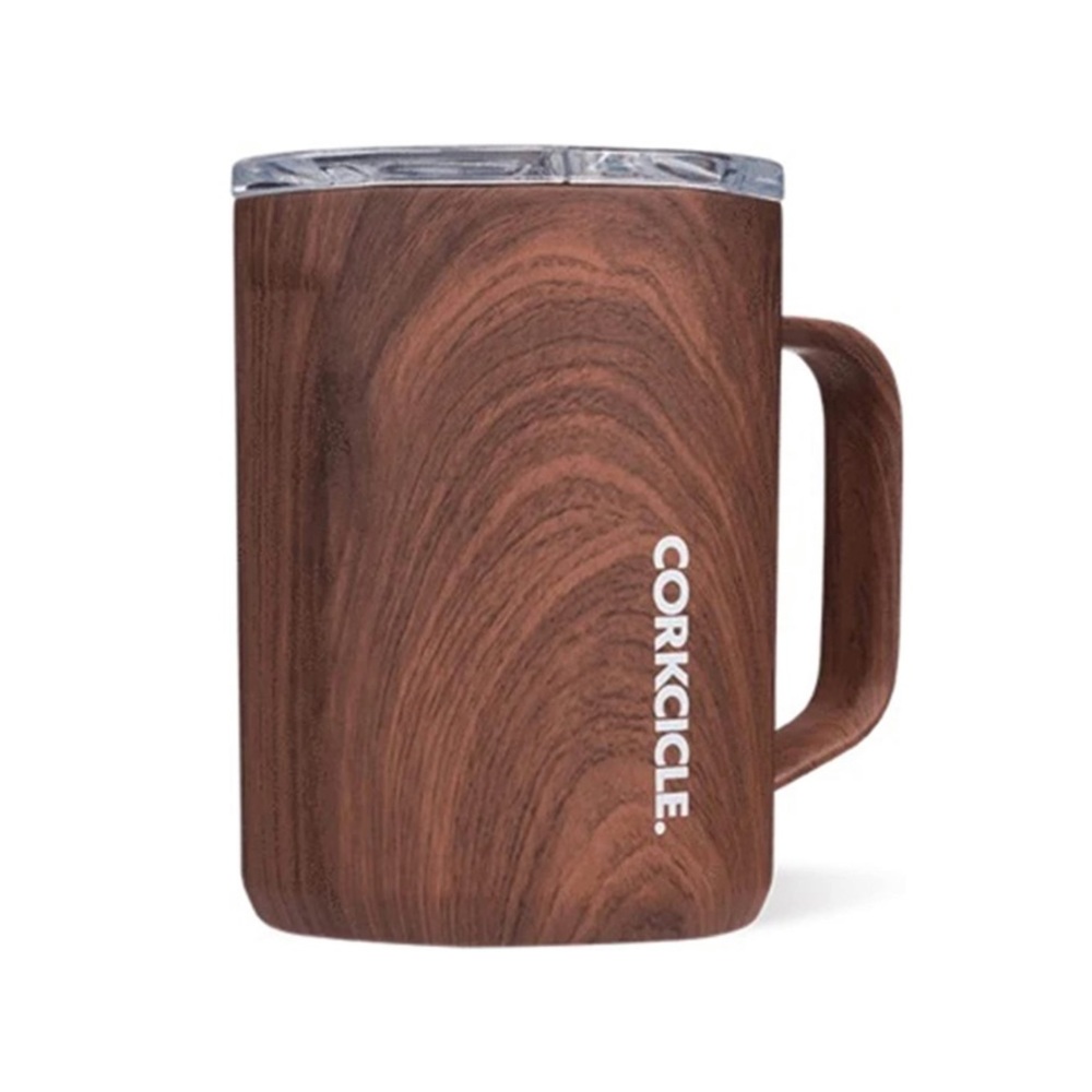 Corkcicle Coffee Mug With Lid Walnut Wood Design 16 oz NWT